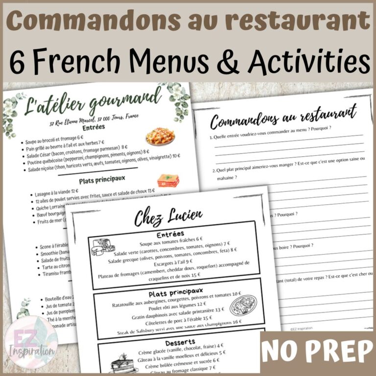 Authentic French Menus